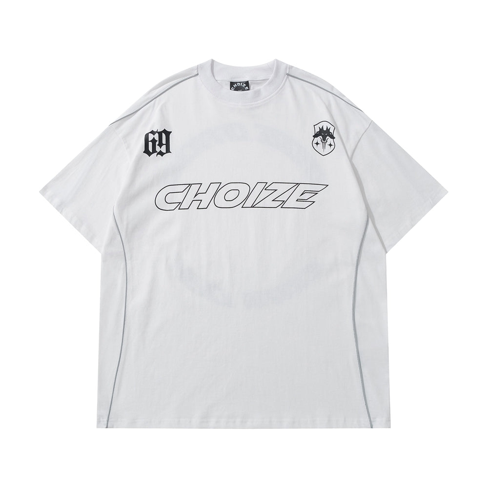 Y2K Oversized Reflective Strip T-Shirt for Men