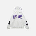 Y2K Star Letters Hooded Zip-Up Sweatshirt