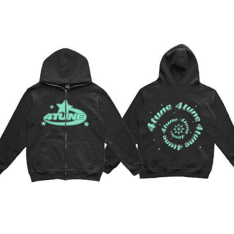 Y2K Style Men's Full-Zip Hoodie Casual Jacket