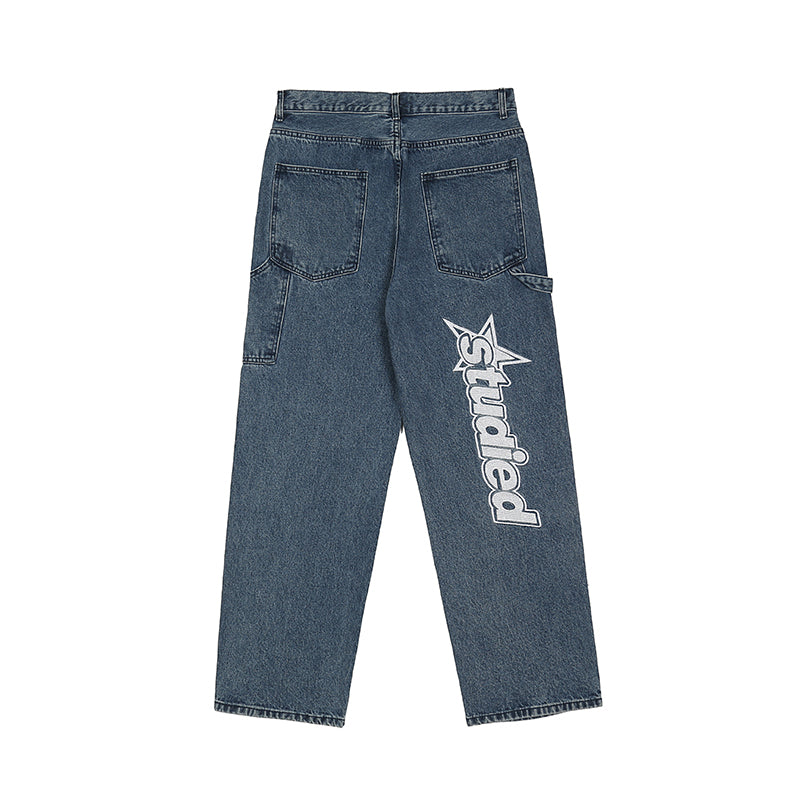 Retro Hip-Hop Embroidered Y2K Wide Leg Jeans