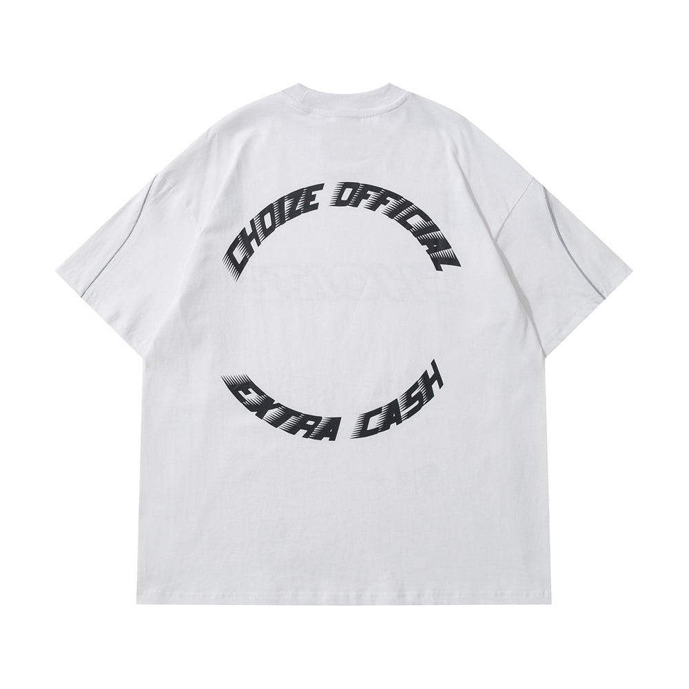 Y2K Oversized Reflective Strip T-Shirt for Men