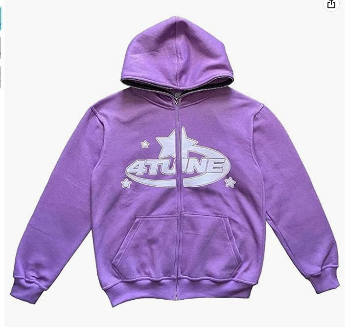 Y2K Style Men's Full-Zip Hoodie Casual Jacket