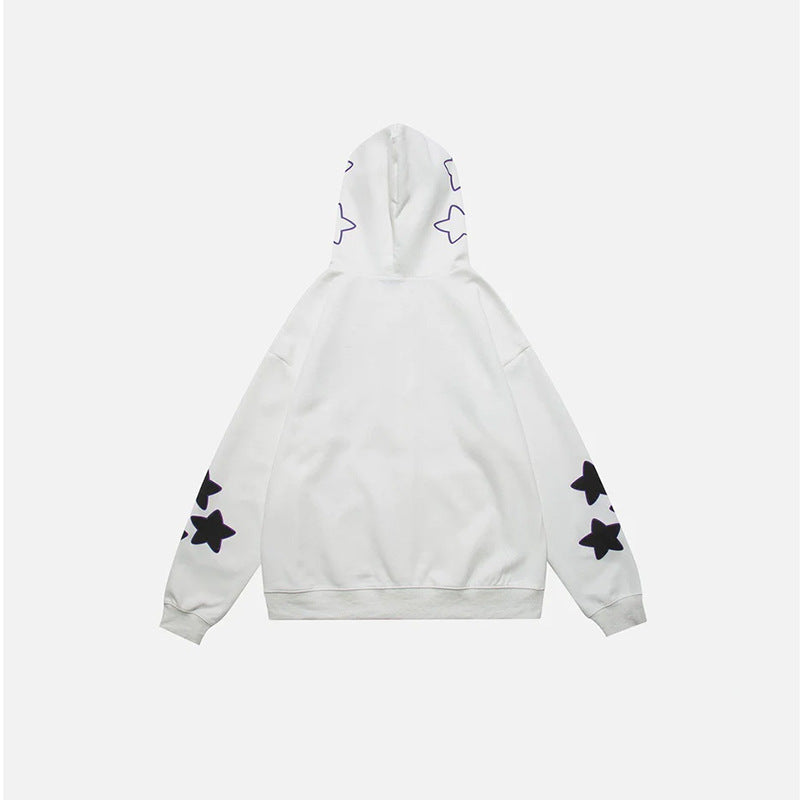 Y2K Star Letters Hooded Zip-Up Sweatshirt