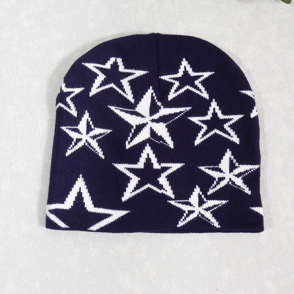 Trendy Knitted Beanie with Star Pattern for All (Y2K)
