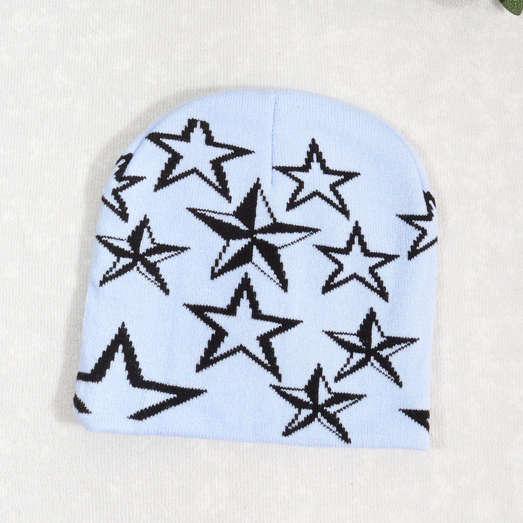 Trendy Knitted Beanie with Star Pattern for All (Y2K)