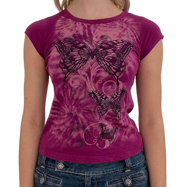Vintage Women's Y2K Slim Fit Casual Short Sleeve T-Shirt