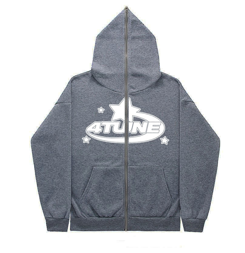 Y2K Style Men's Full-Zip Hoodie Casual Jacket