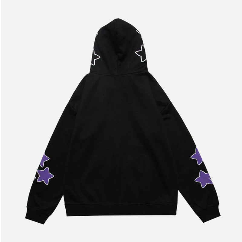 Y2K Star Letters Hooded Zip-Up Sweatshirt