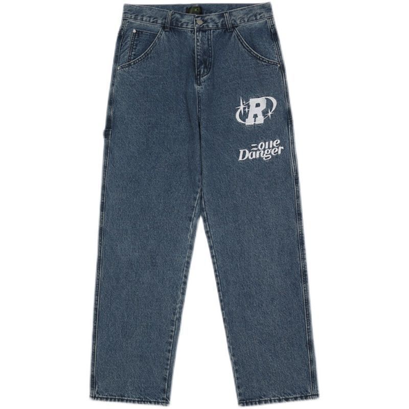 Retro Hip-Hop Embroidered Y2K Wide Leg Jeans