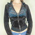 Y2K Vintage Slim Embroidery Zip-Up Hoodies Jacket