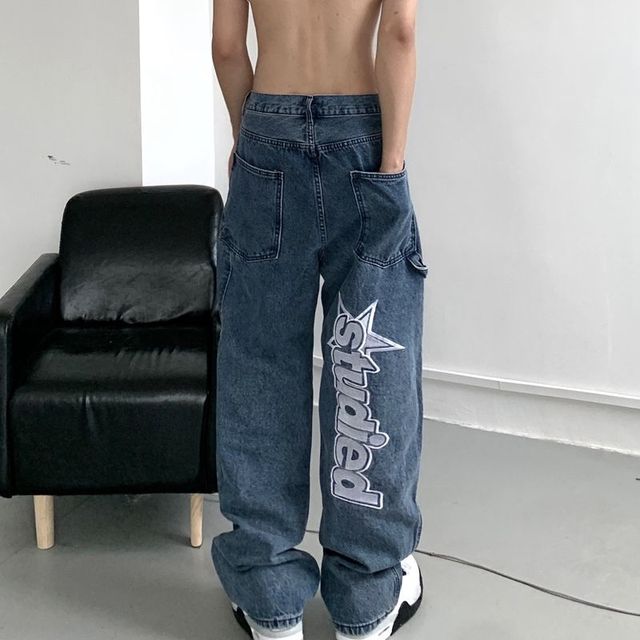 Retro Hip-Hop Embroidered Y2K Wide Leg Jeans