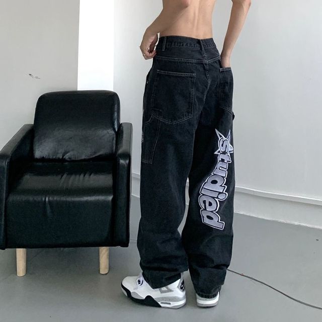 Retro Hip-Hop Embroidered Y2K Wide Leg Jeans