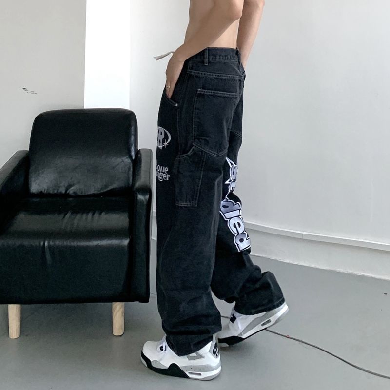 Retro Hip-Hop Embroidered Y2K Wide Leg Jeans