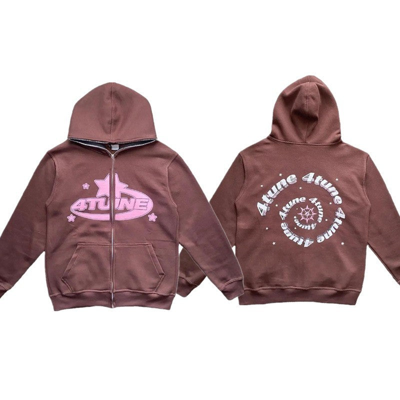 Y2K Style Men's Full-Zip Hoodie Casual Jacket