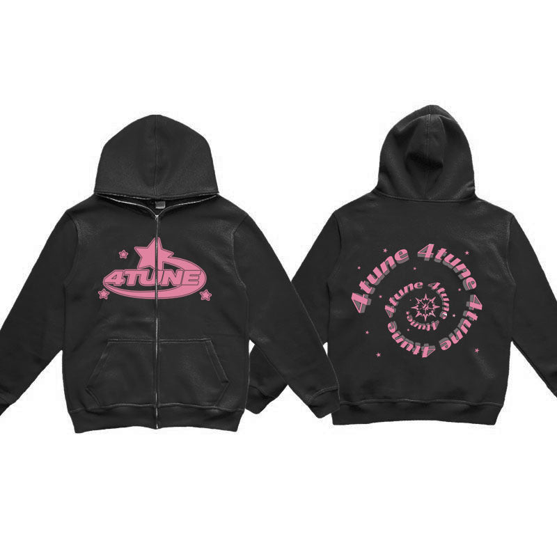 Y2K Style Men's Full-Zip Hoodie Casual Jacket