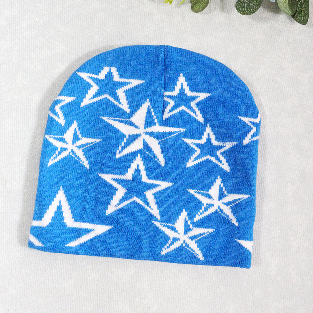 Trendy Knitted Beanie with Star Pattern for All (Y2K)