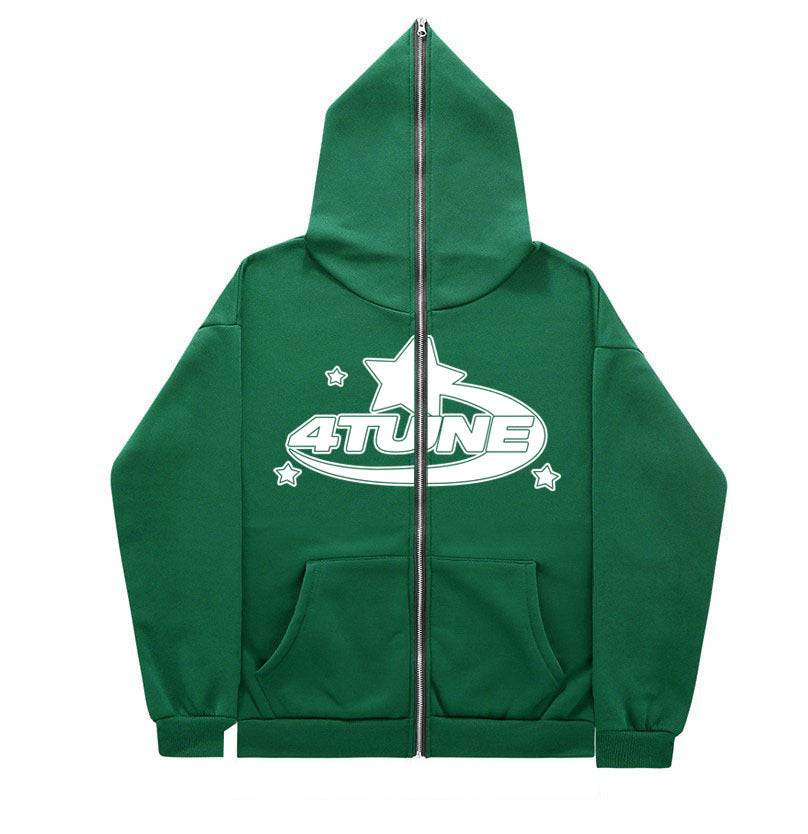Y2K Style Men's Full-Zip Hoodie Casual Jacket